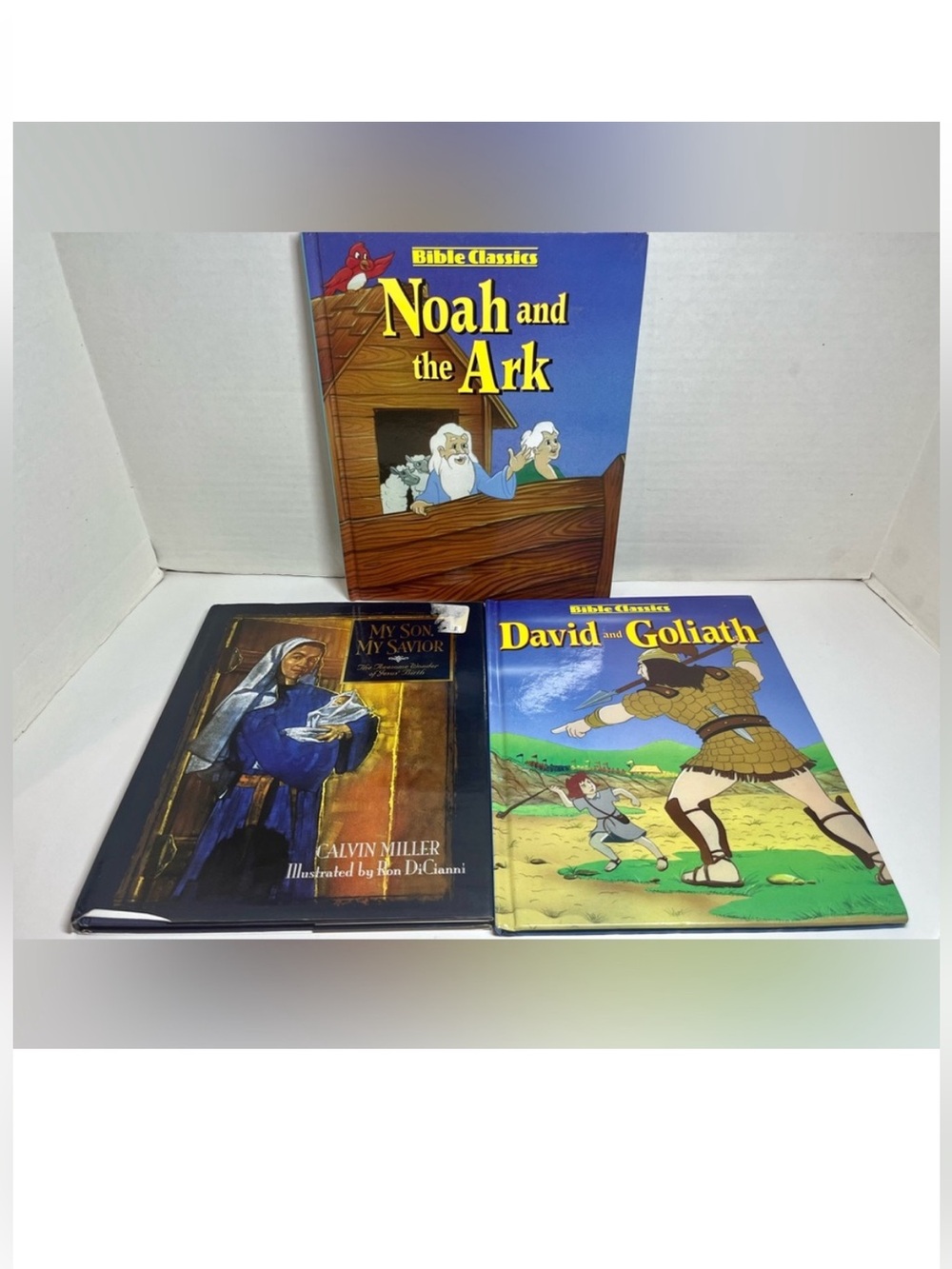 KIDS BOOKS - BIBLE CLASSICS - NOAH & THE ARK/DAVID & GOLIATH/MY SON, MY SAVIOR